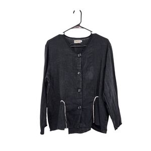 Bodil Women's 100% Linen Long Sleeves Button Front Top Lagenlook- S